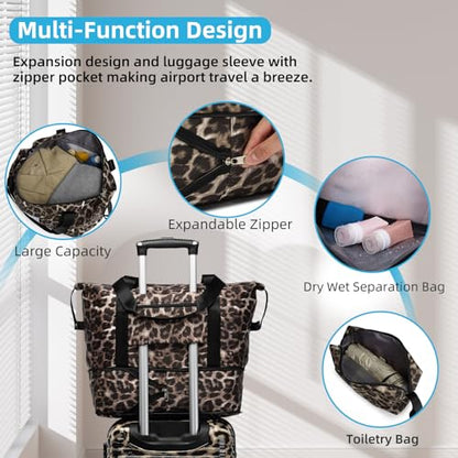 LARVENDER Luggage Sets 6 Piece Expandable Suitcase with Wheels, Cheetah - color: Cheetah 6pcs, size: Family Set