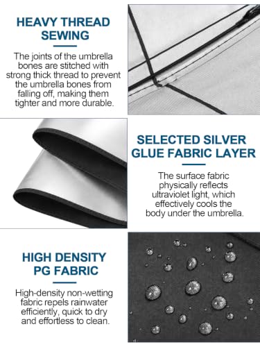Kalolary 55/62 Inch Large Golf Umbrella UV Protection Compact Umbrella - color: Black-Silver