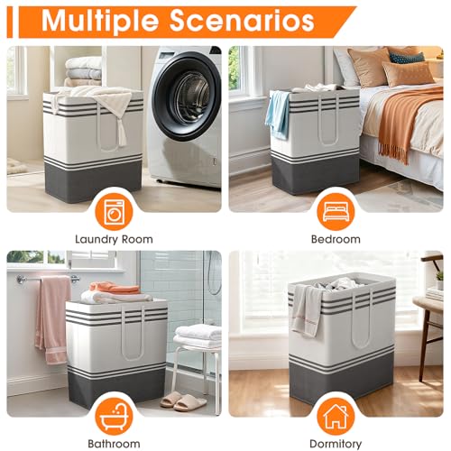 3 Pack Large Laundry Baskets, Laundry Hampers, Freestanding Waterproof Collapsible Clothes Bag with Extended & Reinforced Handles - Clothes Basket for Dorm, Bathroom, Home (100L) - size: 3 x 100L