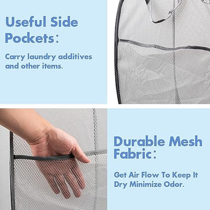 2 Pack Pop Up Laundry Hampers, 70 L Collapsible Foldable Mesh Basket, Gray - color: 2 PCS Gray