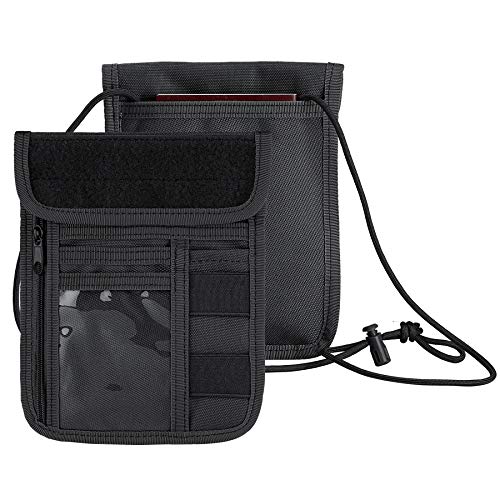 Travel Neck Wallet Tactical Passport Holder ID Card Organizer - color: Black