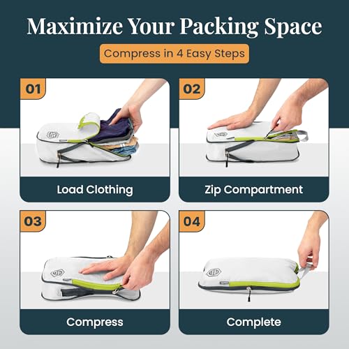 TRIPPED Travel Gear Extra Large Compression Packing Cubes 6-Piece Set - color: White