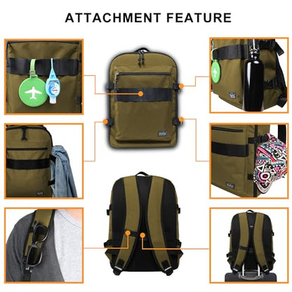 Travel Backpack 17L Lightweight Casual Small Carry-on Daypack 15-inch Laptop Notebook, Underseat Overnight Weekender, Khaki - color: Khaki