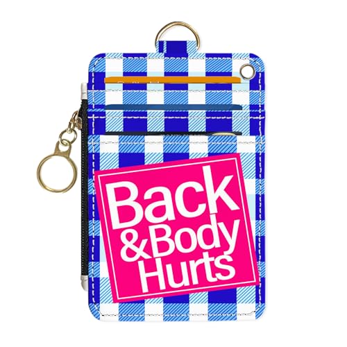 Slim Wallet Credit Card Holder, Blue Checkered X, RFID Wallet Women Cute Small Front Pocket Wallet With Zipper, PU Leather Thin travel RFID Blocking Card Case ID Window,Ladies Gifts - color: Back