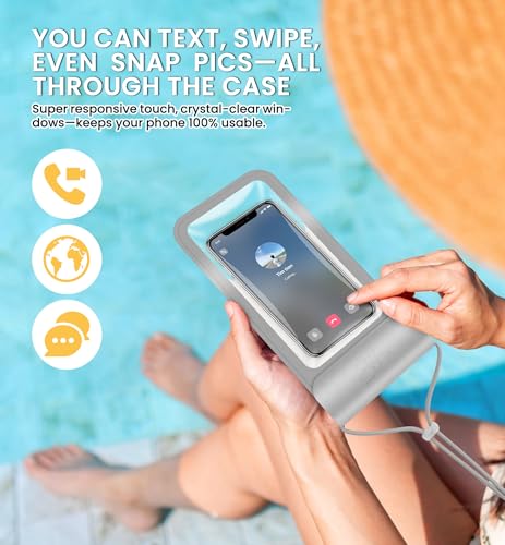 HiRui Waterproof Phone Pouch, Silver, X-Large - color: Silver, size: X-Large