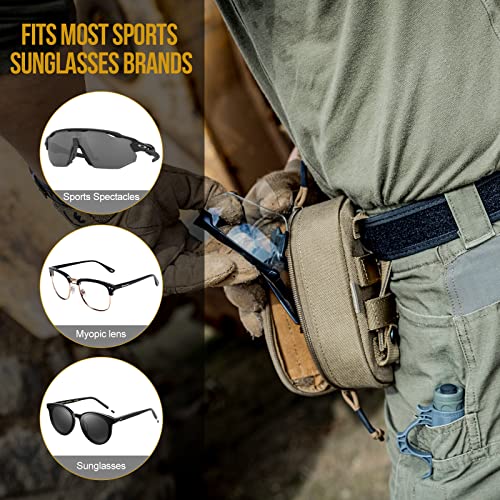 ONETIGRIS Hard Shell Sunglasses Case MOLLE Tactical Eyeglasses Pouch - color: Green