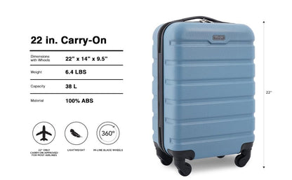 Wrangler Hardside Spinner Luggage, Blue Heaven, Carry-On 20-Inch - color: Blue Heaven