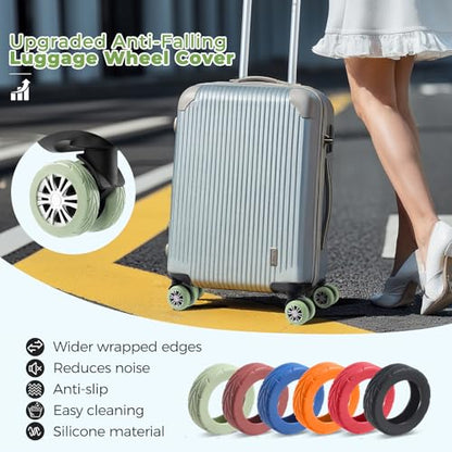 8Pcs Upgrade Luggage Wheel Covers, Travel Accessories (Green) - color: Green