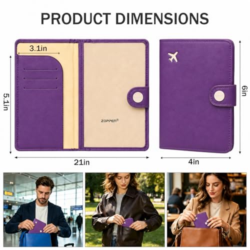 ZOPPEN Passport Holder RFID Blocking Travel Wallet, Lilac Purple - color: Purple