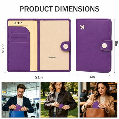 ZOPPEN Passport Holder RFID Blocking Travel Wallet, Lilac Purple - color: Purple