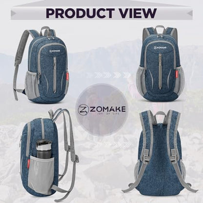 ZOMAKE Lightweight Packable Backpack, 10L Small Foldable Daypack for Hiking - color: Navy Blue A3, size: 10L