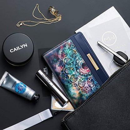 Coco Rossi Passport Holder for Travel Women Slim RFID Passport Cover Wallet - color: Mandala