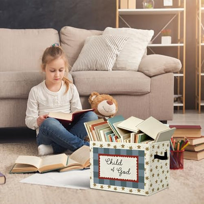 Christian Religious Positive Storage Bins Box with Handles Organizer Basket - color: 045