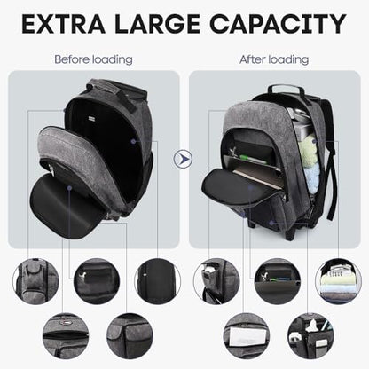 20" 2-in-1,Wheeled Travel Luggage Bag w/Telescopic Handle - color: JH-2560-Grey-20