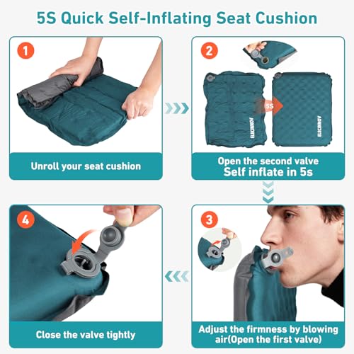 Inflatable Seat Cushion, Self Inflating Compact Stadium Seat Cushion - color: Blue-1pack