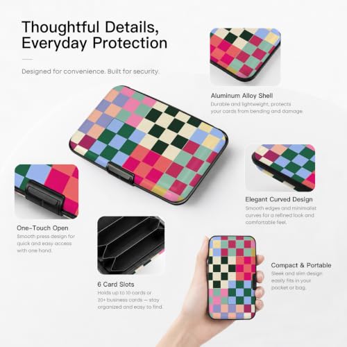 Credit Card Holder Multicolor Checker Mini Aluminum Wallet - color: Multicolor Checker