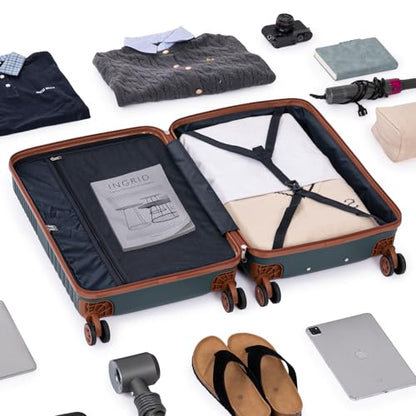 Cobens Luggage Sets 5 Piece,Suitcases with Wheels,20"/24"/28",DarkGreen - color: DarkGreen, size: 5 Piece Sets (20/24/28/DB/TB)