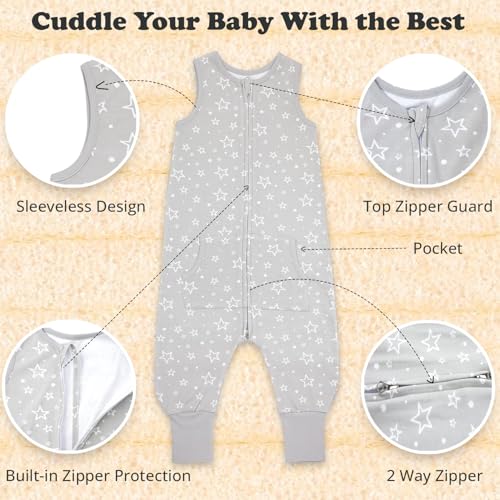 Toddler Sleep Sack with Feet, 2-3T, 1-Pack - color: Grey Stars (1 Pack), size: 2-3T