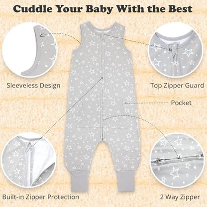 Toddler Sleep Sack with Feet, 2-3T, 1-Pack - color: Grey Stars (1 Pack), size: 2-3T