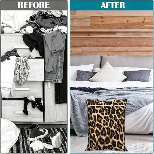 "cheetah skin Leopard print 2-Pack Travel Laundry Bags for Dirty Clothes- Large Waterproof Laundry Tote, Wet & Dry Use, Reusable Foldable Carry Handles for Vacation, Gym & Dorm" - color: Cheetah Skin Leopard Print