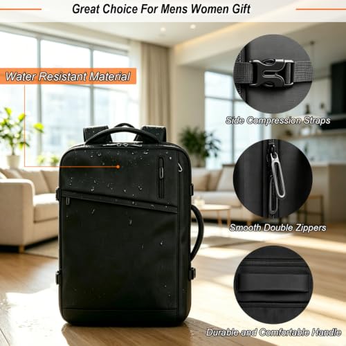 Naukay Travel Backpack, 50L Expandable Carry on Backpack for Men Women - size: 17.3 Inch