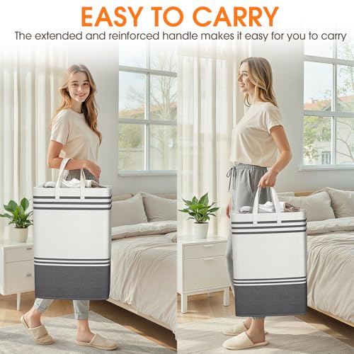 2 Pack Large Laundry Baskets, Laundry Hampers for Dorm, Bathroom, Room 75L | Freestanding, Waterproof, Collapsible Clothes Bags with Reinforced Handles - Foldable Dirty Clothes Baskets Laundry Bins - size: 2 x 75L