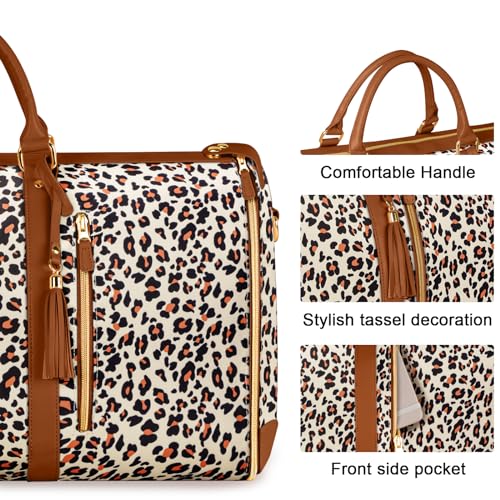 Ytonet Convertible Garment Bags for Travel, Large Carry on Garment Bag - color: Leopard, style: Tote