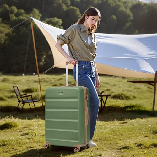 Eeeza Luggage Sets 5 Piece, Lightweight Durable Hardshell, 20/24/28" Green - color: PearlGreen