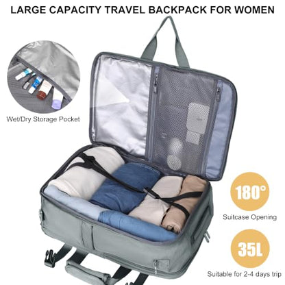 PIJUSHI Travel Backpack Convertible Carry On Duffel Shoulder Bag for Daily - color: Updated Grey Blue