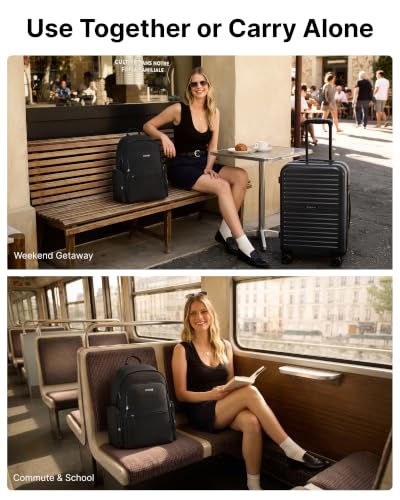LONG VACATION Luggage Sets, 3 Piece, 20 Inch Carry On Hardshell Suitcase - color: Black, size: 3 Piece Set (20in/BP/TB)