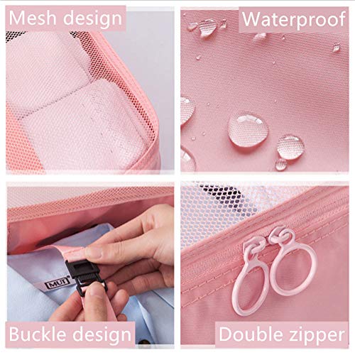 Luggage Packing Organizers Packing Cubes Set for Travel (pink 6pc) - color: pink 6pc