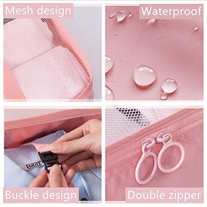 Luggage Packing Organizers Packing Cubes Set for Travel (pink 6pc) - color: pink 6pc