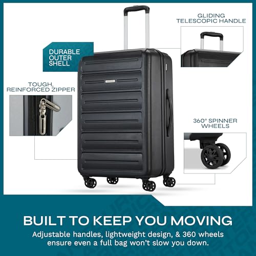 American Tourister Westridge Hardshell Luggage Set - 3 Piece Set - 20" Carry-On, 24” & 28” Checked Luggage Set with 360° Spinner Wheels - Expandable Suitcases for Extended Travel - Black - color: Black, size: 3PC SET (CO/M/L)