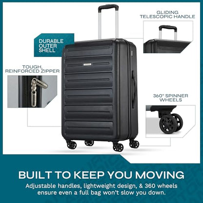 American Tourister Westridge Hardshell Luggage Set - 3 Piece Set - 20" Carry-On, 24” & 28” Checked Luggage Set with 360° Spinner Wheels - Expandable Suitcases for Extended Travel - Black - color: Black, size: 3PC SET (CO/M/L)