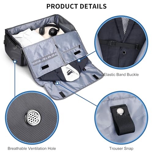 WITZMAN Garment Duffle Bags for Travel Men Suits 55L with Shoe Compartment - color: Silvery Grey
