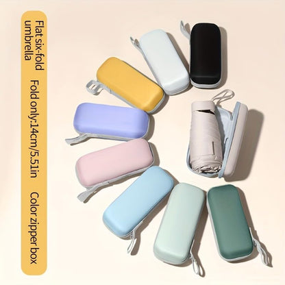 Mini Travel Sun Umbrella for Purse, UPF 50+ with Case - color: Sky Blue