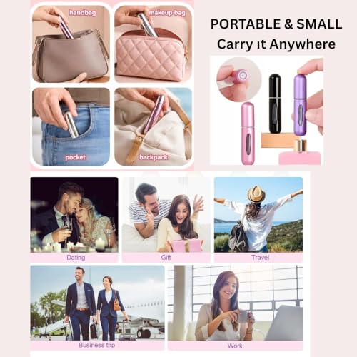 4 Pcs Refillable Perfume Atomizer, Travel Perfume Bottle Refillable and Leak-Proof, Portable Empty Cologne Atomizer, Mini Refillable Perfume Bottle for Pocket, Easy to Refill Decant Sprayer (5 ml) - size: 5 ml