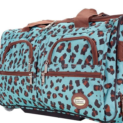 Rockland Rolling Duffel Bag, Black, 22" - color: BLUELEOPARD, size: 22-Inch