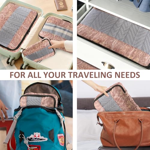 U+U 5 Set Packing Cubes, Travel Organizers with Shoe Bag (Paisley Pattern) - color: Paisley Pattern