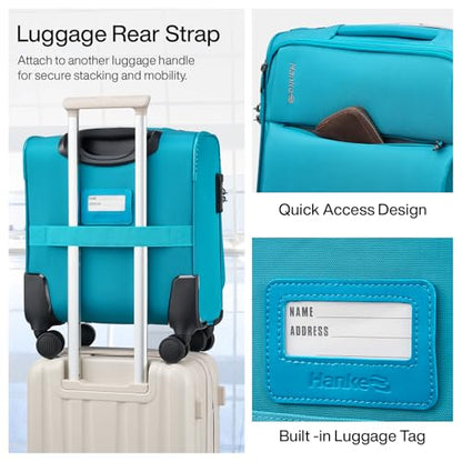 Hanke Underseat Carry On Luggage with Wheels, Small Suitcase, Rolling Bag - color: Caribbean Blue, size: 16 Inch Underseat
