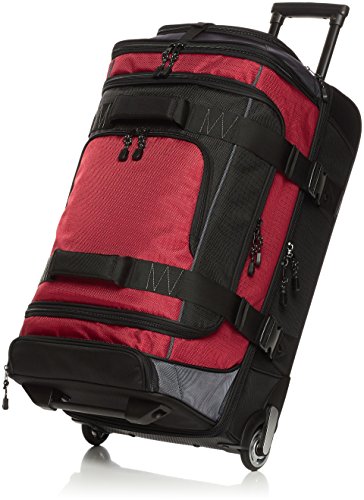 Amazon Basics Ripstop Wheeled Duffel Bag with Multi-Pocket Design, Portable, 30", Red - color: Red, size: 30"