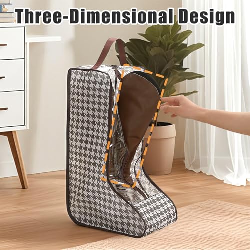 2 Pack Boot Storage Bag, Portable Dust Proof Boot Bags for Cowboy Boots - color: 2 Pack Houndstooth