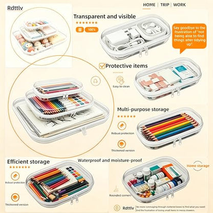 3PCS Thickened Clear Hard Shell Zipper Case, Professional Grade Plastic Transparent Storage Box, Toiletry Pouch, Travel Organizer, Cosmetic Bag (S/M/L) - color: 3PCS-S/M/L
