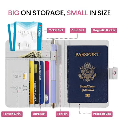Passport Holder for Travel, RFID Blocking Wallet with Magnetic Closure - color: Z.C-Butterfly