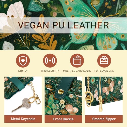 Jogjam Butterfly Green Rfid Women Wallet, Small Slim Credit Card Holder - color: Butterfly Green