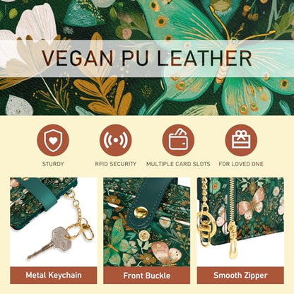 Jogjam Butterfly Green Rfid Women Wallet, Small Slim Credit Card Holder - color: Butterfly Green