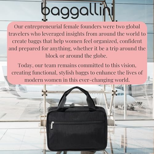 Baggallini Large Hanging Travel Toiletry Kit - Lightweight 8x11 Inch Makeup Bag - color: Black