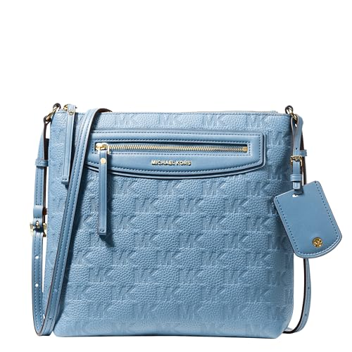 Michael Kors Women's Jet Set Travel Large Top-Zip Crossbody - color: Gold-tone Hardware/Leather/Chambray