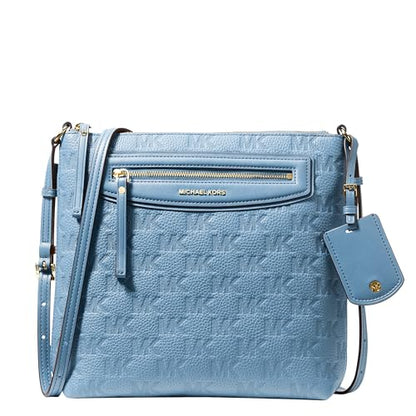 Michael Kors Women's Jet Set Travel Large Top-Zip Crossbody - color: Gold-tone Hardware/Leather/Chambray