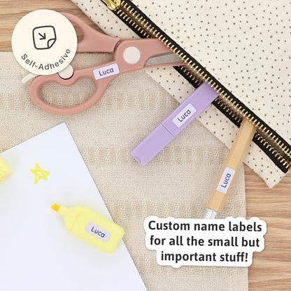 Mini Name Labels (175) - Custom Personalized Name Labels for Labeling Tiny Items, Washer and Dryer-Safe Waterproof Labels for Daycare, Preschool, and School - Light Purple - color: Light Purple